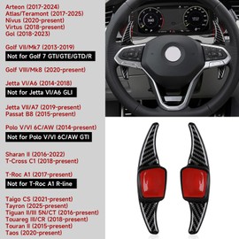 2pcs Car Carbon Fibre Steering Wheel Shift Paddle Extension Shift Paddle Sticker Cover Trim Compatible with VW Golf 8 Arteon Teramont Nivus Virtus Mk7 Mk8 Decor Replacement Set Extensions Accessories
