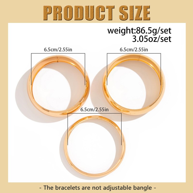 Kenjudess Chunky Gold Bangles Bracelet Set Trendy Silver Wide Cuff