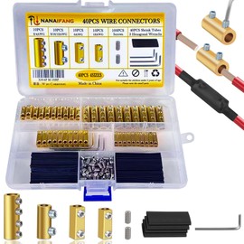 40pcs 4, 6, 8, 10AWG Wire Connectors, Quick Wiring Connection Terminal, Circuit Connector Wire Connector with 100 Screws, 40 Heat Shrink Tube 3 Wrench, for Household appliances and The Power Industry