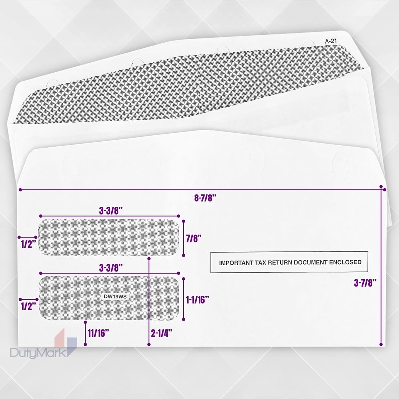 50 1099 NEC Tax Form Envelopes, Designed for Printed 1099