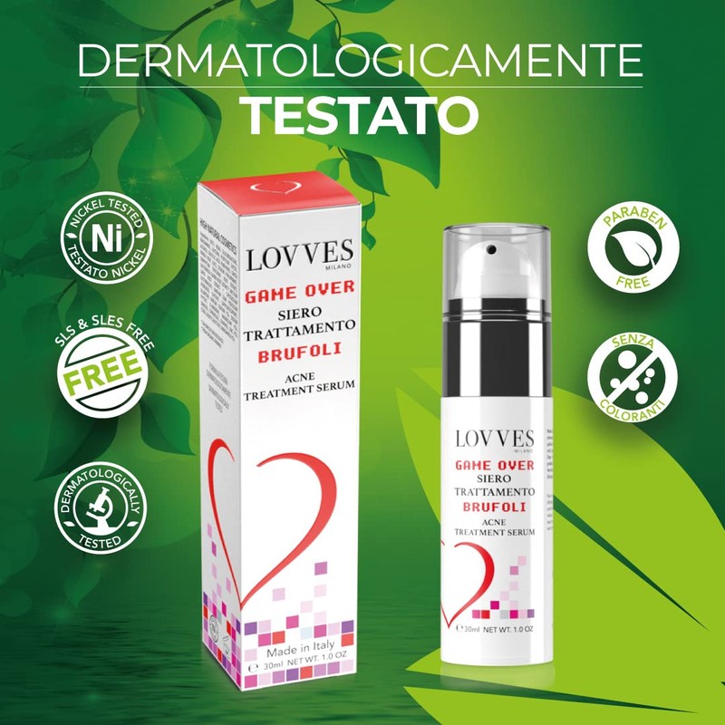 LOVVES Game Over Pimple Treatment Serum, High Natural Cosmetics, Anti-Acne,