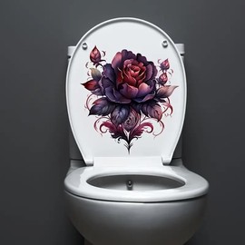 Feather Flower Butterfly Toilet Cover Sticker Decals,Spring Flower Leaf Butterfly Waterproof Toilet Lid Tank Seat Decals Cistern Self-Adhesive Bathroom Wall Sticker