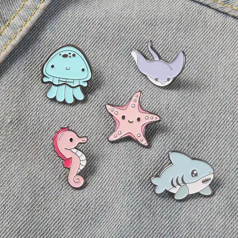 5 pack cute enamel pin set for backpacks, lapel brooches