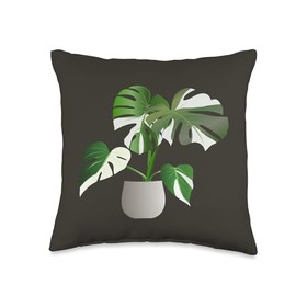 Albo Monstera Deliciosa Rare Plants Gift Plant Lover Gifts Throw Pillow