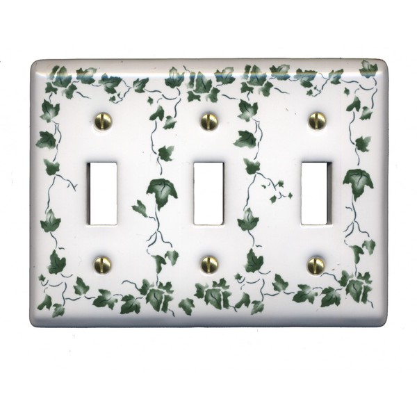 Switch Plate White Porcelain Ivy Triple Toggle Switch | Renovator's Supply