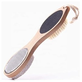 RDRKR Pumice Stone Foot File 4 in 1 Double Sided Foot Cleaner Kit Pedicure Steel Files Sandpaper Pumice Stone Boar Bristle Bamboo Foot Scrub