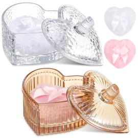 Tioncy 4 Pcs Large Body Powder Puff and Container Extra Large Body Powder Puff Dish Soft Washable Reusable Fluffy Makeup Sponge Wet Dry(Heart,Amber and Clear)
