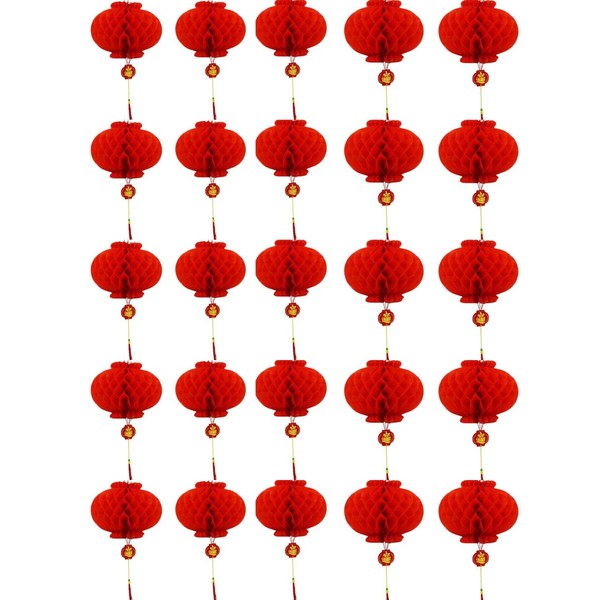 Caprilite 20 x Red Gold Chinese New Year Paper Lanterns