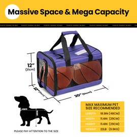 Conlun Dog Carrier Soft Sided, Large Cat Carrier with Inner Safety Leash, Pet Transport Carrier for Large Cats and Medium Dogs up to 20 Lbs, Collapsible Travel Puppy Carrier Bag -Purple L