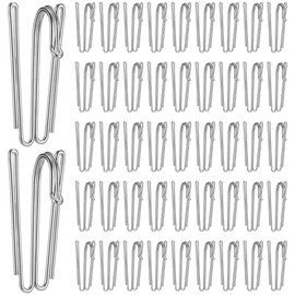 PRETYZOOM Pack of 50 Curtain Hooks Metal Stainless Steel Clamp Hooks Curtain Hooks for Curtains and Curtain Rings