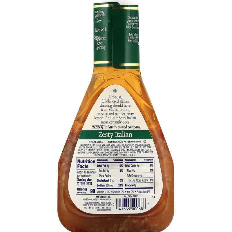 Ken's Steak House Steak House Zesty Italian Dressing, 16 Oz,