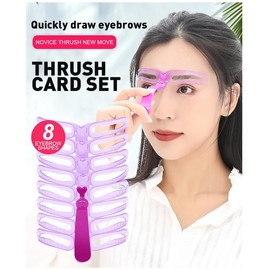 Augenbrauenschablonen Set 8-teilig mit Halterung & Gummiband – wiederverwendbare Stencil Schablonen für symmetrisches Augenbrauenstyling