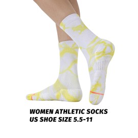 WARMVIN Women Hiking Running Cushioned Compression Tie Dye Socks Womens Athletic Socks Mid Calf Crew Socks