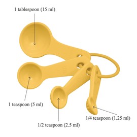 UPware 4-Piece Multi-Purpose Liquid and Dry Melamine Measuring Spoons Set, Home Essentials Cooking and Baking Tools, Measuring Spoons (Latte Yellow)