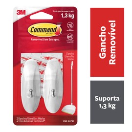 Command White Wire Hooks, Organize Damage-Free, 2-Hooks, 4-Strips (17068ES)