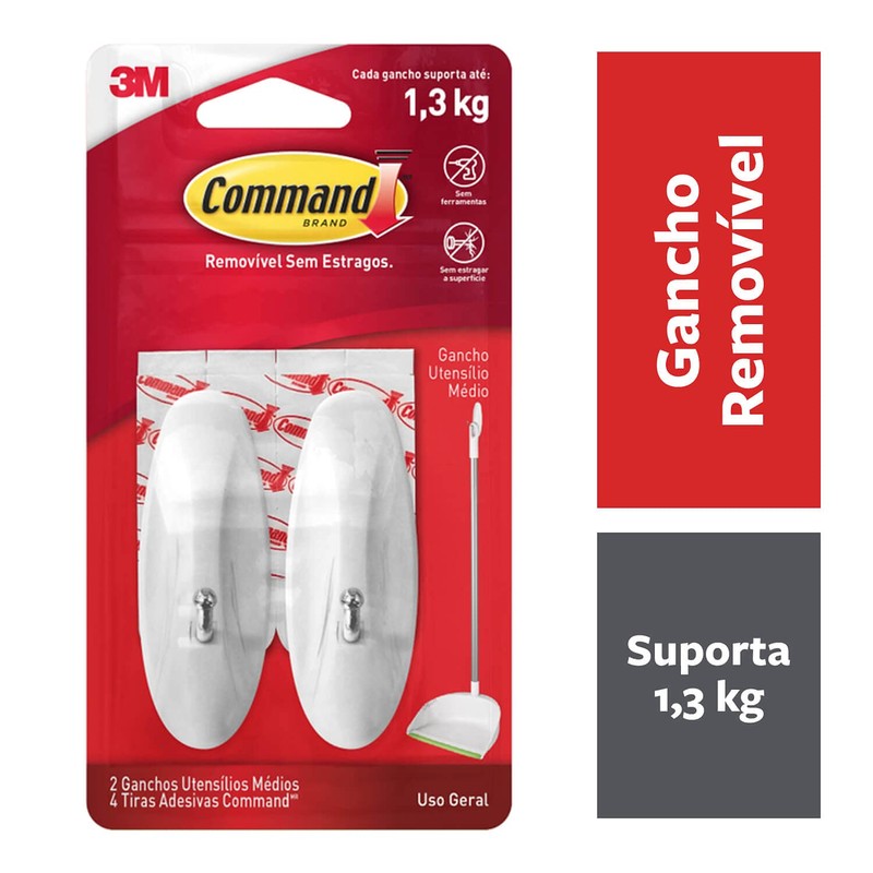Command White Wire Hooks, Organize Damage-Free, 2-Hooks, 4-Strips (17068ES)
