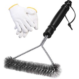 Barbecue Brush Stainless Steel Grill Brush Cleaning Brush Grill Brush Gas Grill Cleaning Accessories with Pair of Gloves