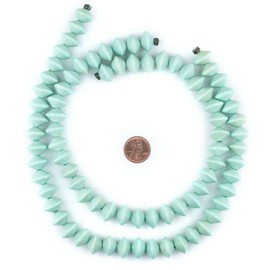 TheBeadChest Mint Green Bicone Natural Wood Beads (10x15mm): Organic Eco-Friendly Wooden Bead Strand for DIY Jewelry, Crafts, Necklace and Bracelet Making