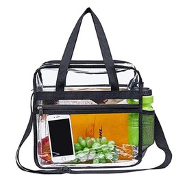 Jortmrd Transparent Bag Clear Bag PVC Shoulder Bag Handbag Shopping Bag with Adjustable Shoulder Strap Sports Bag Stadium Approved (30 x 30 x 15 cm), transparent, Classic