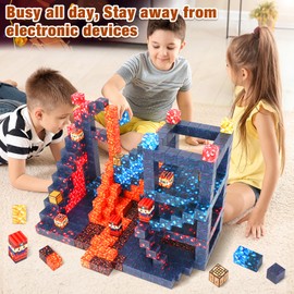 Pourbibi COOLJOYA Magnetic Blocks-54 PCS Magnetic Building Blocks, Construction Toys for Montessori Birthday Gifts