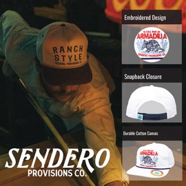 Sendero Provisions Co. Armadilla Adjustable Snapback Hat with Embroidered Design & Braided Rope (White) - One Size