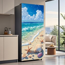 AOHMPT Self-Adhesive Refrigerator Wrap Set - Removable Vinyl Fridge Stickers, Peel & Stick Door Mural Decor for Kitchen, Bar, Office 32.3x78.7