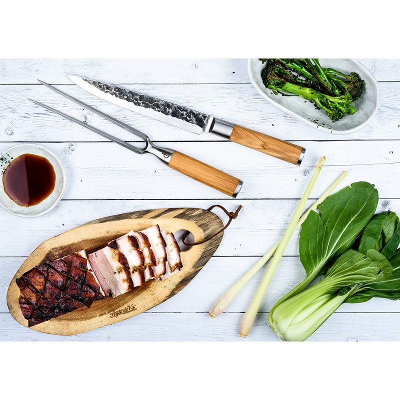 Forged Olive Meat Fork 32 cm in Wooden Box