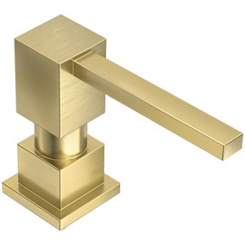 Lava Odoro Soap Dispenser for Kitchen Sink, Gold Sink Soap Dispenser Pump, Modern Square Built in Kitchen Sink Countertop Pump Dispenser with 18oz Refillable Bottle, Spot-Free KSD182-SG