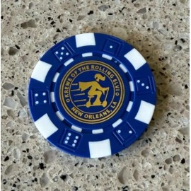 KREWE OF ROLLING ELVI 2025 MARDI GRAS POKER CHIP DOUBLOON