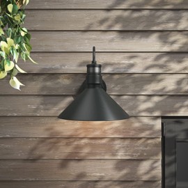 Aiwen Modern 13.77 Inch Outdoor Wall Lights Fixture Black Finish Golden Inside Exterior Wall Sconces with Motion Sensor Anti-Rust Waterproof Wall Mount Lights for Doorway Garage E26