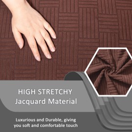 ULTICOR Jacquard 8-Pieces Recliner Sofa Covers Stretch Reclining Couch Covers for 3 Cushion Reclining Sofa Slipcovers Thick Soft Washable (Style 4) (Chocolate)