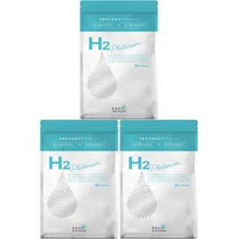 Hydrogen Supplement, H2 Platinum, 36 Hour Durability, High Concentration, Hydrogen Supplement/Hydrogen Retention, Made in Japan, 60 Capsules (3 Pack)