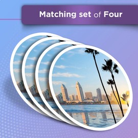 Vinyl Round Stickers (Set of 4) 10cm - San Diego California USA America for Laptops, Tablets, Luggage, Scrap Booking, Fridges #51968