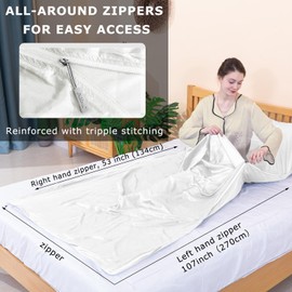 Exermil 100% Silk Sleep Sack with Zippers on 3 Sides, 87”x43” Large Sleeping Liners for Hotels, Travel & Camping, Multifunctional Travel Sheets (Unzipped:87”x87”) for Adults, Lightweight, All Seasons