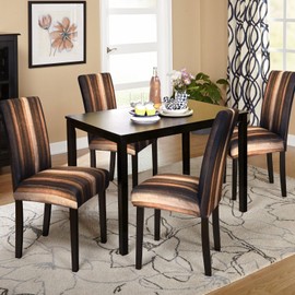 Gibelle Chair Covers for Dining Room Set of 4, Spandex Stretch Dining Room Chair Cover, Removable Washable Kitchen Parsons Chair Covers Seat Slipcovers, Brown Striped