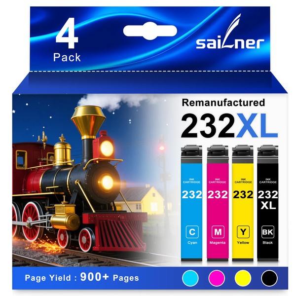SAILNER 232XL Ink Cartridges Combo Pack Latest Upgrade Remanufactured Replacement
