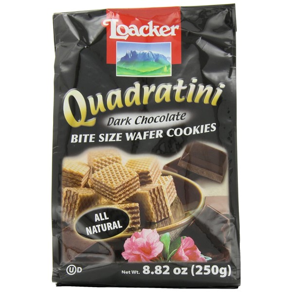 Loacker Quadratini, Bite Size Wafer Cookies, Dark Chocolate, 8.82-Ounce (Pack of 3)