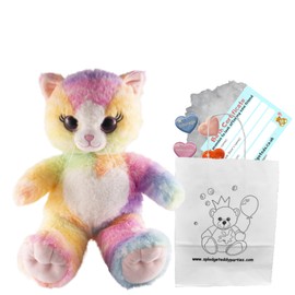 Rainbow Kitty Cat - Soft Plush Toy - 8 inch / 20cm - Build your own Teddy Bear - Party Kit