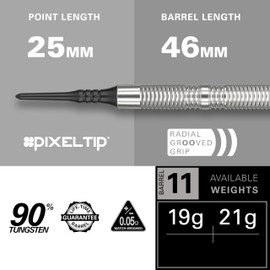 Target Darts Crux 11 19G 90% Tungsten Soft Tip Dart Set