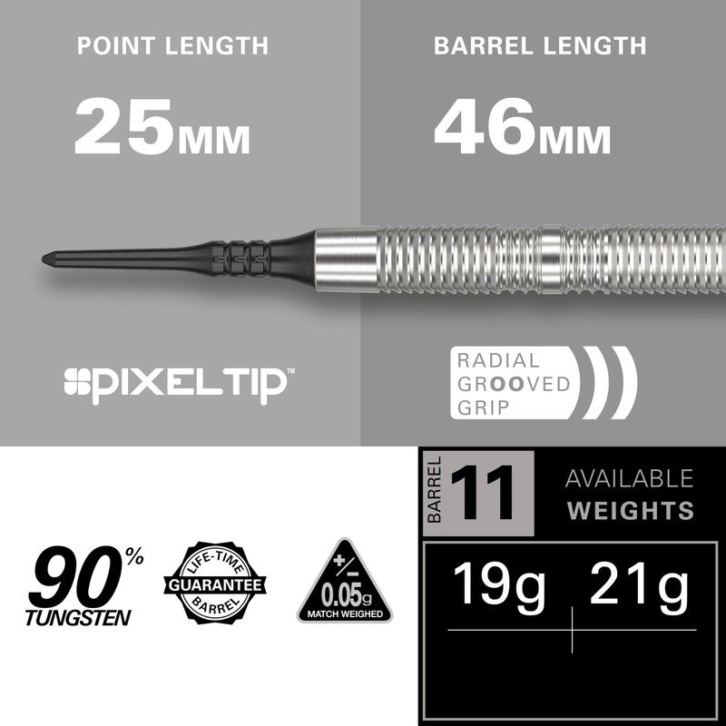 Target Darts Crux 11 19G 90% Tungsten Soft Tip Dart