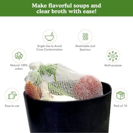 Regency Wraps Soup Socks, 24-inch 10 Pack, 100% Cotton Mesh Bags; for Clear Broths, Delicious Soups with No Straining; Fits Whole Chicken, Stew Meat, or Veggies