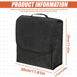 PRITOK Boot Bag Car Organiser Toolbag: 30 x 17 x 29 cm Felt Boot Organiser with Carry Handle, Storage Box Car, Car Boot Organiser for Tools and Car Care (Black)