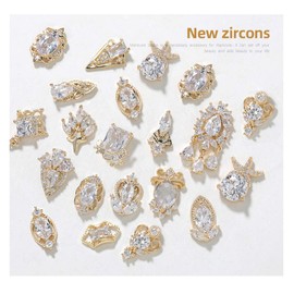 17 piezas de lujo 3D de aleación de circonita brillante transparente decoración de uñas encantadoras de moda DIY único arte de uñas obras