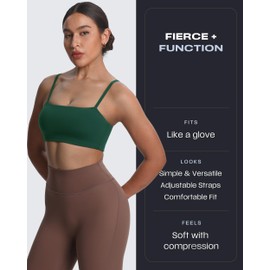 Aoxjox Women's Workout Bandeau Bras Training Fitness Running Yoga Crop Tank (Storm Green, Medium)