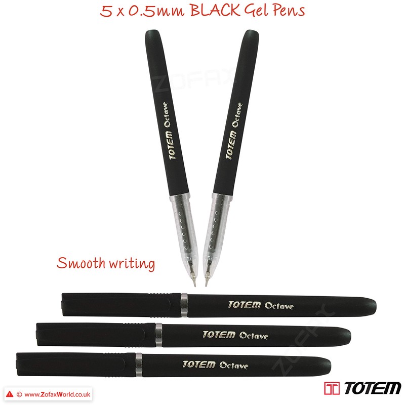 TOTEM 5 x 0.5mm Fine Tip Octave BLACK Smooth Gel