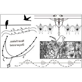 2 Sheets Temporary Bird Tattoo Mandala Tattoo Bracelet Tattoo Fake Tattoo No. 4 & 5