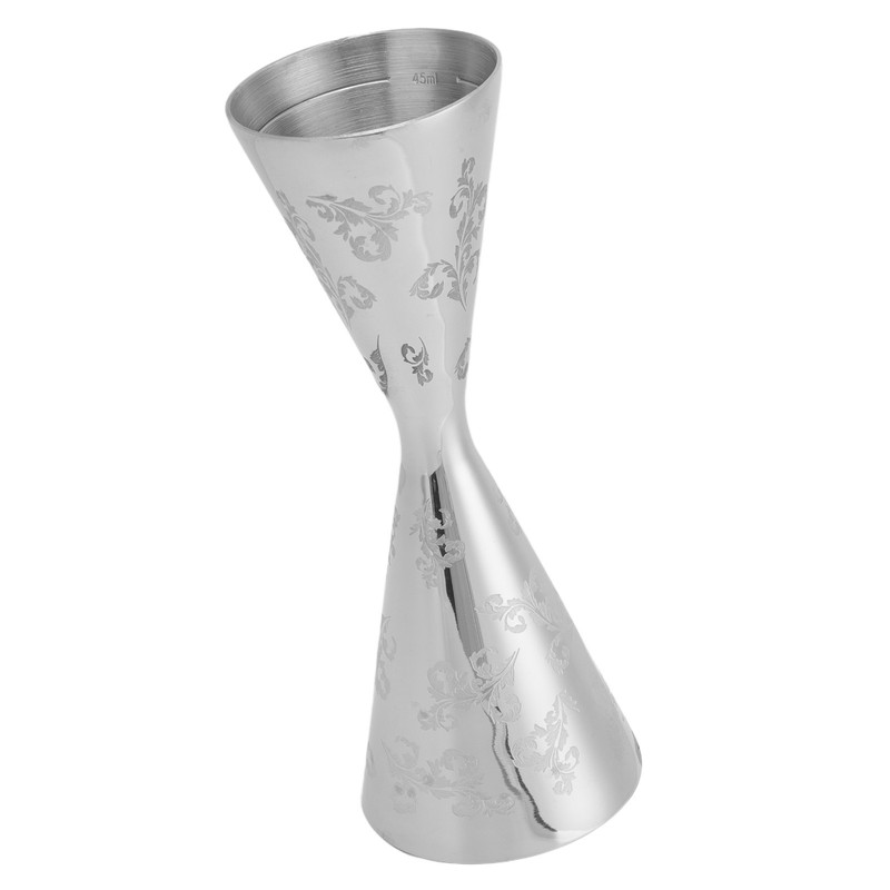 Jigger Stainless Steel Leaves Stripe Double Head Cocktail Bartending Jigger