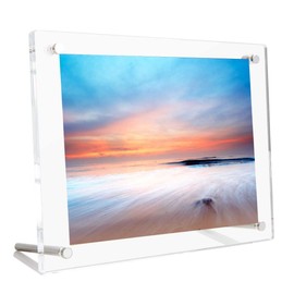 B&NN 8x10 Acrylic Picture Frame Floating Look，3MM + 3MM Thickness Clear Photo Frame ，Desktop Frameless Display ，Self Standing (8 x 10)