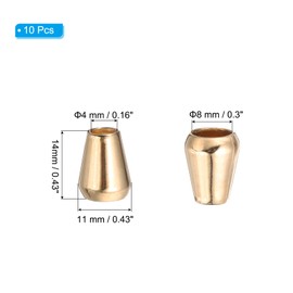 PATIKIL Metal Bell Stopper, 10 Pack Conical Cord Ends Lock Fastener Drawstring Rope End Stopper for Paracord, Camping, Hiking, Shoelace Replacement, Golden