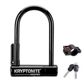Kryptonite Keeper Mini-Bike Lock, Heavy Duty Anti-Theft U Lock with 12mm Harden Steel Shackle, Mounting Bracket and 2 Keys for Bike, Motorcycle, Scooter, Door, Gate, Fence
